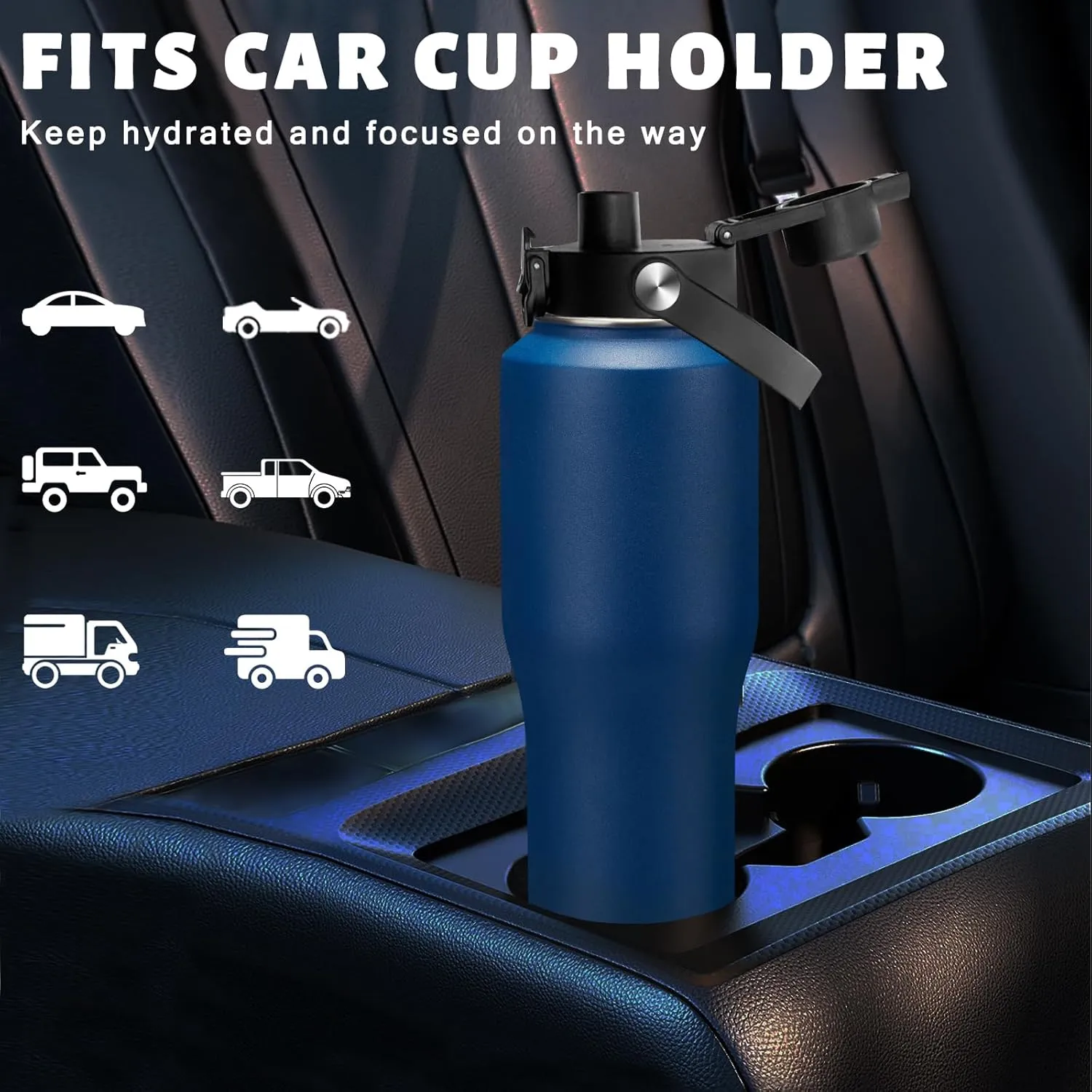 32 oz Stainless Steel Tumblers with Straw - Spout Lid, Carrier Bag, Paracord Handle, Keep Cold-48H & Hot-24H Vacuum Insulated Flask Water Bottles for Car Cup Holder, Bike, Stroller, Coffee Travel Mug