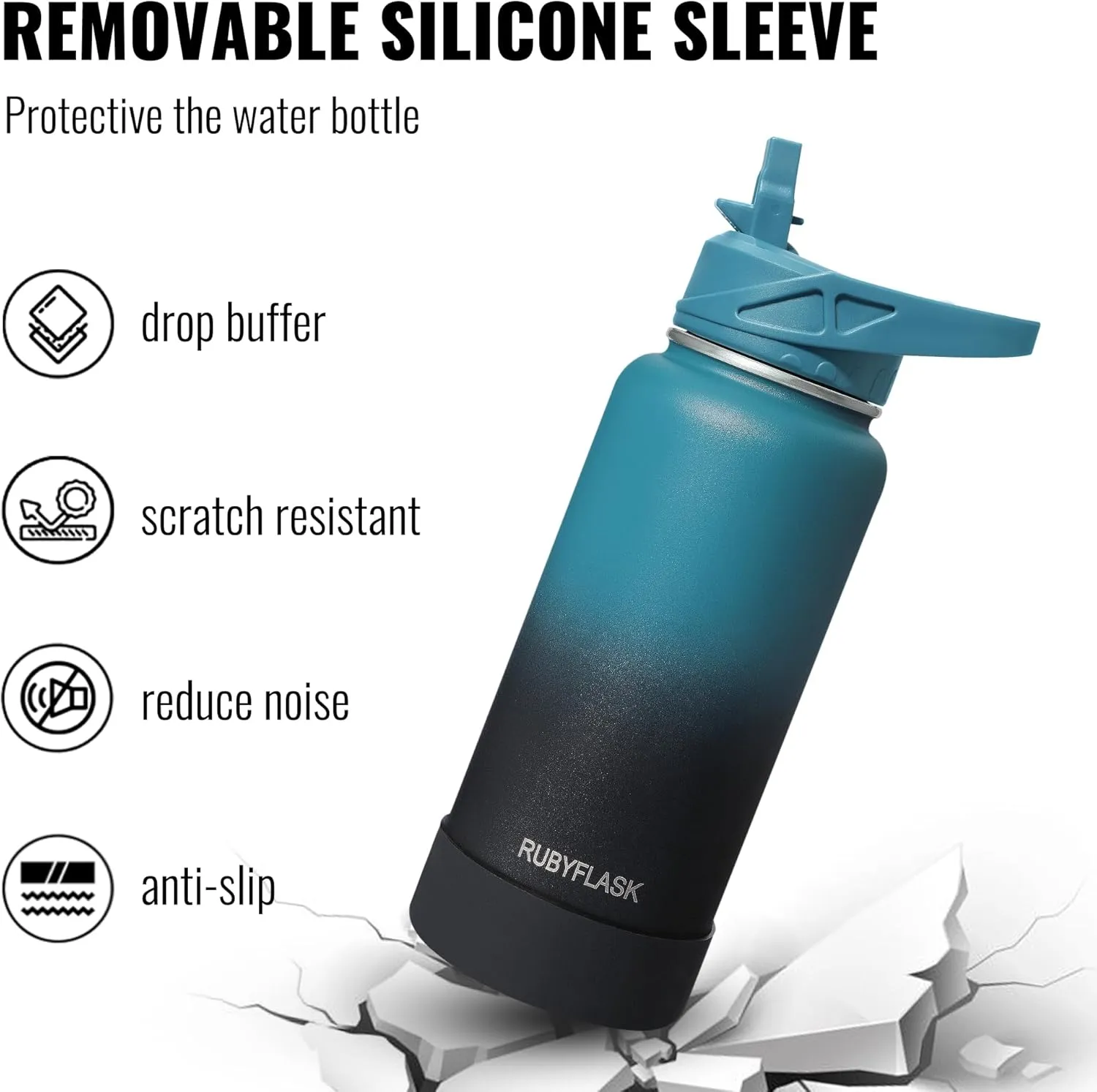 32oz Insulated Water Bottle with Straw, Stainless Steel Metal Vacuum Water Flask, Large Thermos Water bottle with Leakproof 3 Lids for Travel, Camping, Gym Sports Armygreen