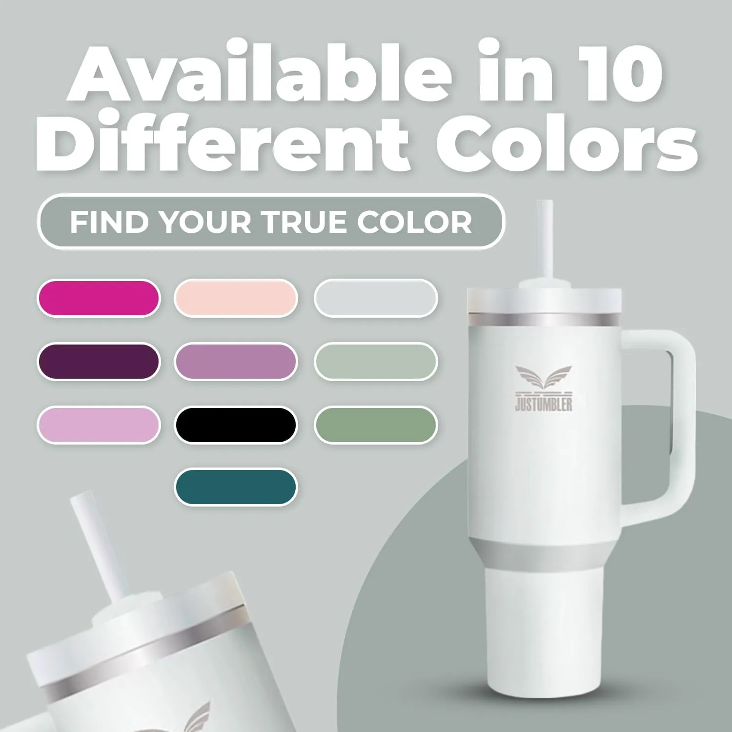 40 Oz Tumbler with Handle - Leak Proof Insulated Tumbler with Straw & Lid - BPA-free Stainless Steel Tumbler includes Silicone Boot, 3 Straws, 2 Straw Caps, & Cleaning Brush - Frost