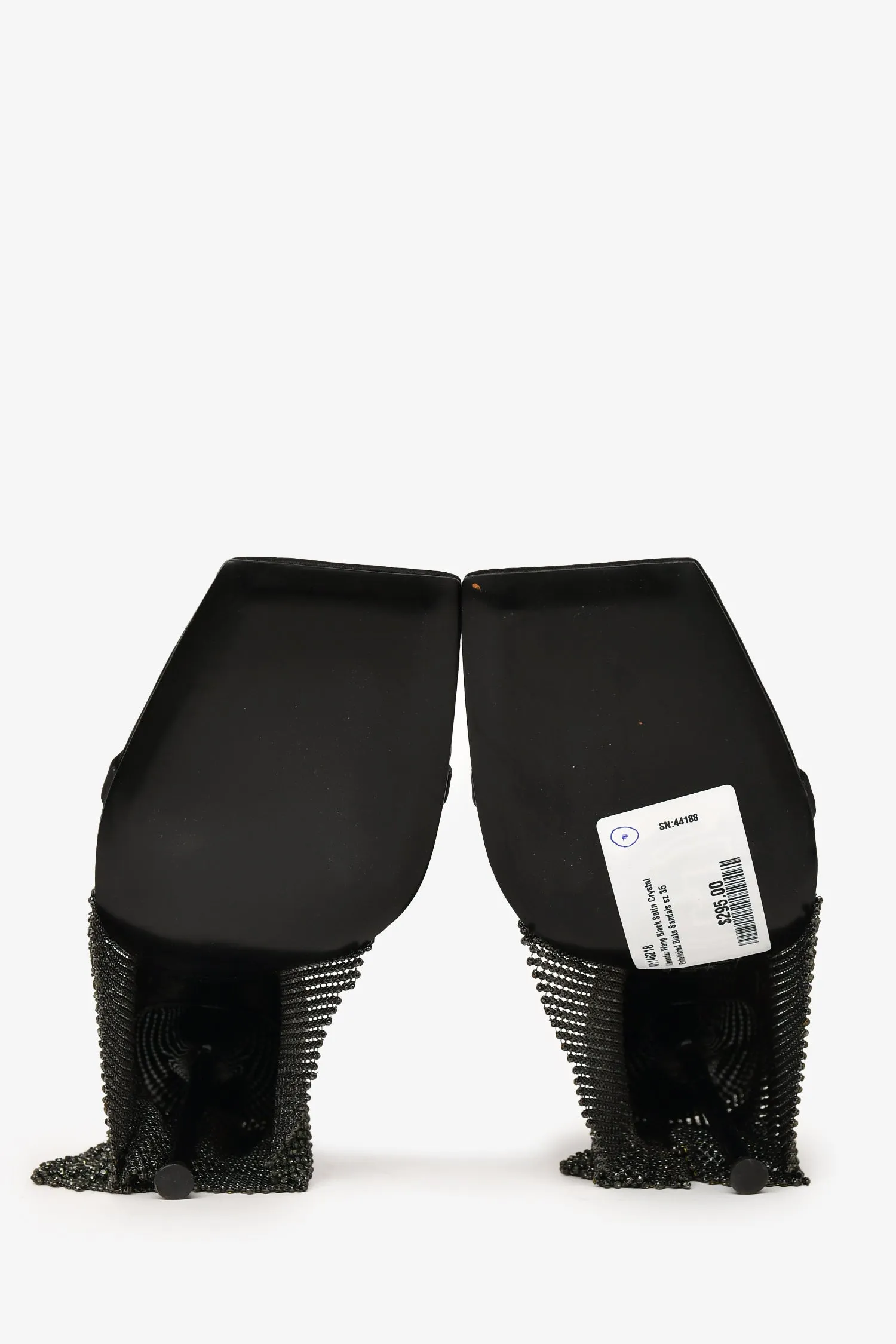 Alexander Wang Black Satin Crystal Embellished Blake Sandals Size 35