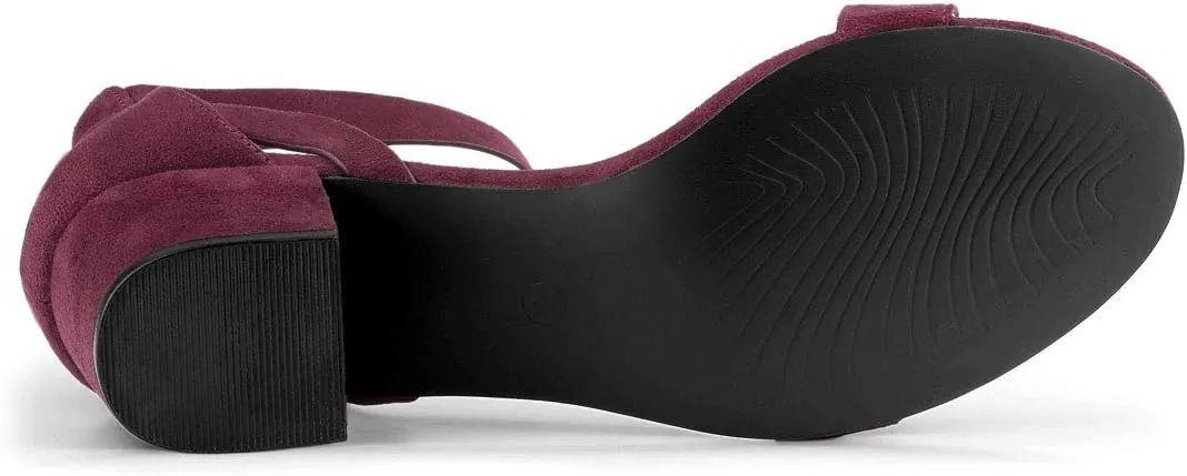 Allegra K Women's Ankle Strap Block Low Heel Sandal