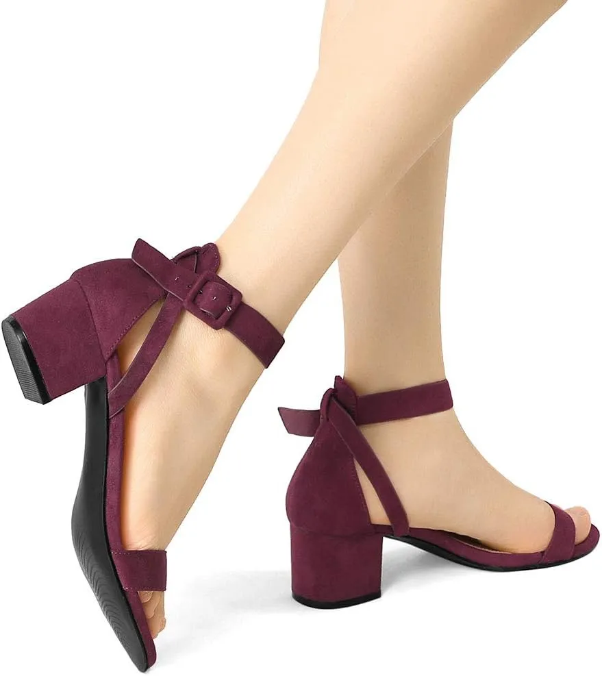 Allegra K Women's Ankle Strap Block Low Heel Sandal
