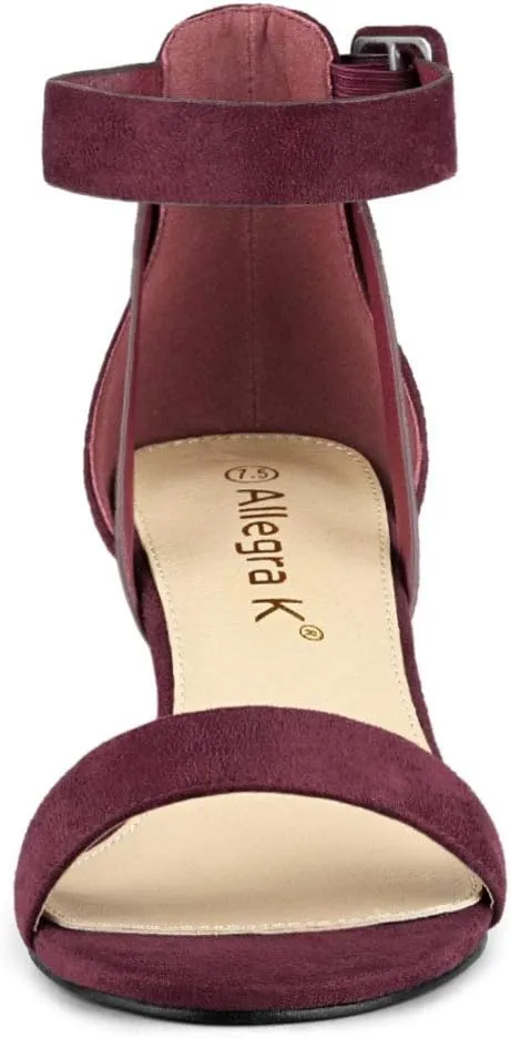 Allegra K Women's Ankle Strap Block Low Heel Sandal