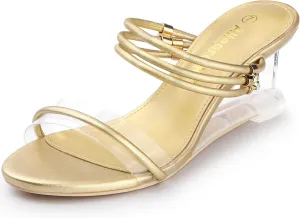 Allegra K Women's Low Wedges Clear Heel Sandals