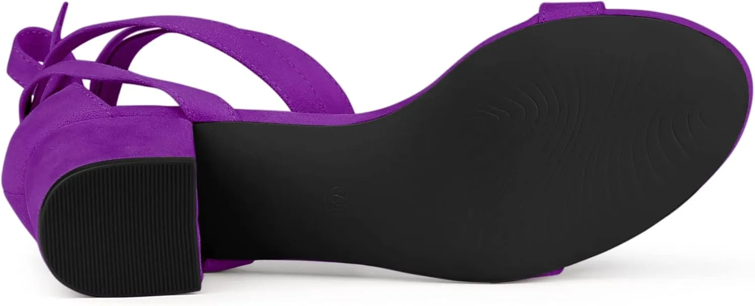 Allegra K Women's Open Toe Block Heel Lace Up Heels Heel Sandals