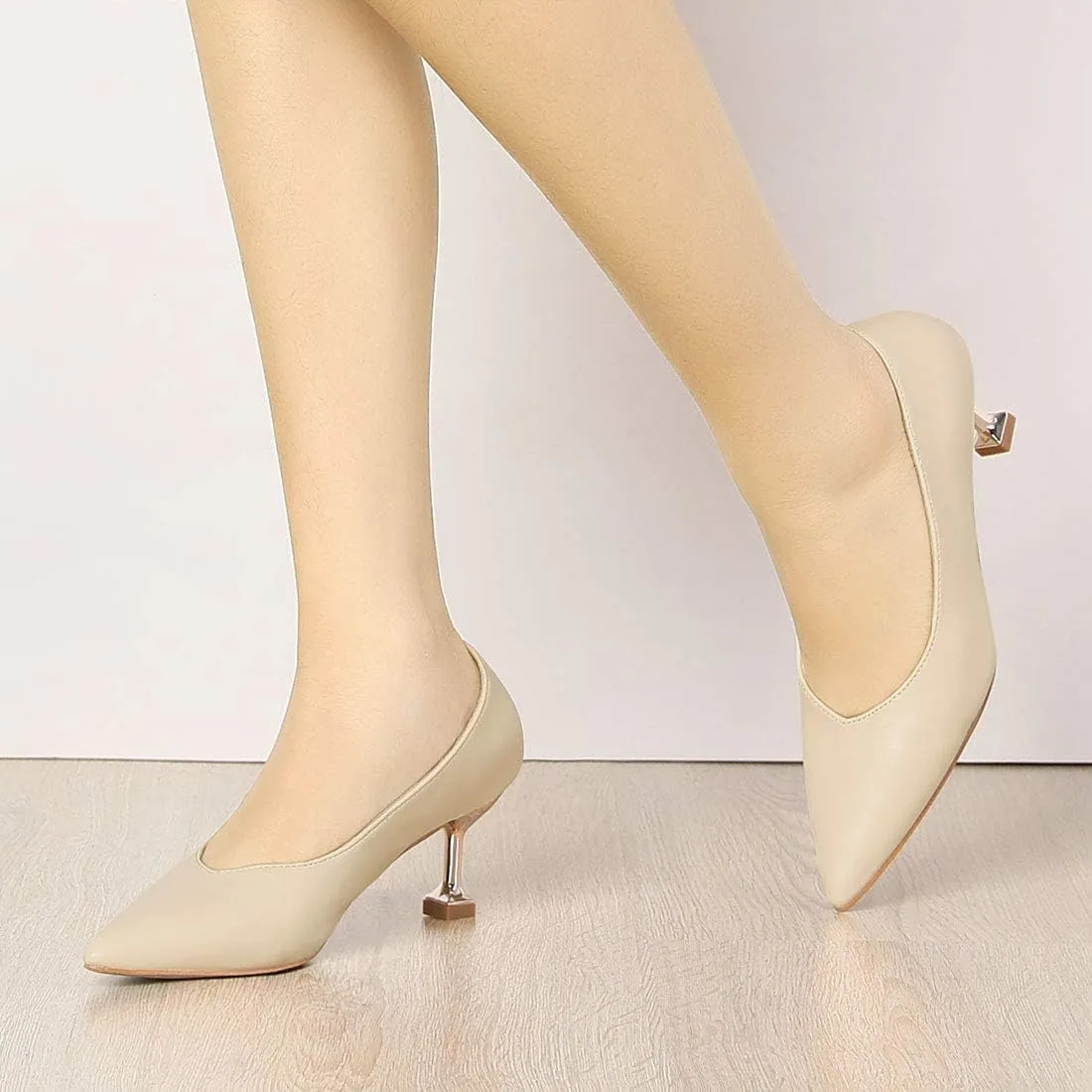 Allegra K Women's Pointed Toe Low Kitten Heel Dress Pumps