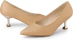 Allegra K Women's Pointed Toe Low Kitten Heel Dress Pumps