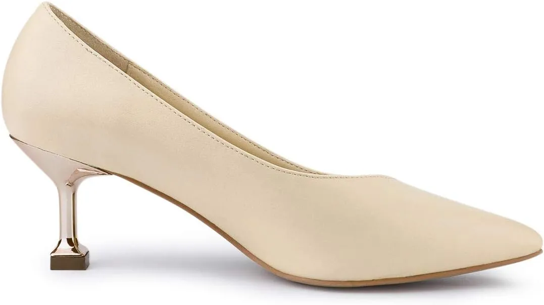 Allegra K Women's Pointed Toe Low Kitten Heel Dress Pumps