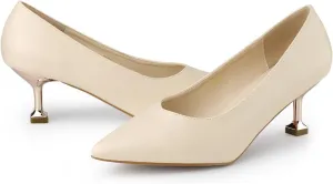Allegra K Women's Pointed Toe Low Kitten Heel Dress Pumps