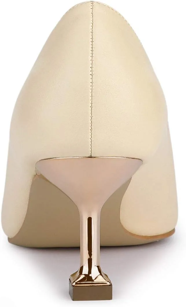 Allegra K Women's Pointed Toe Low Kitten Heel Dress Pumps