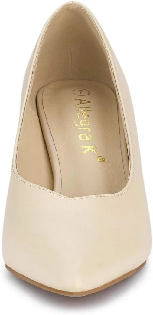Allegra K Women's Pointed Toe Low Kitten Heel Dress Pumps