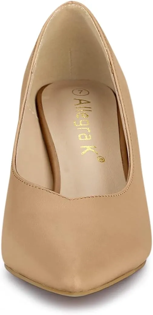 Allegra K Women's Pointed Toe Low Kitten Heel Dress Pumps