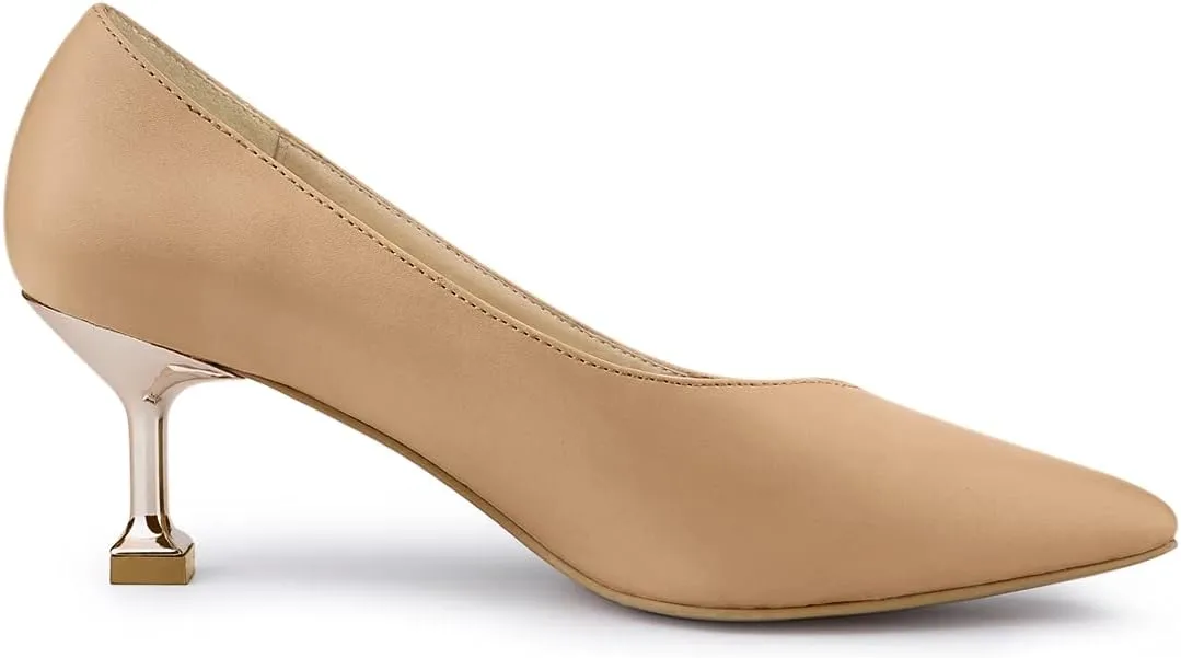 Allegra K Women's Pointed Toe Low Kitten Heel Dress Pumps