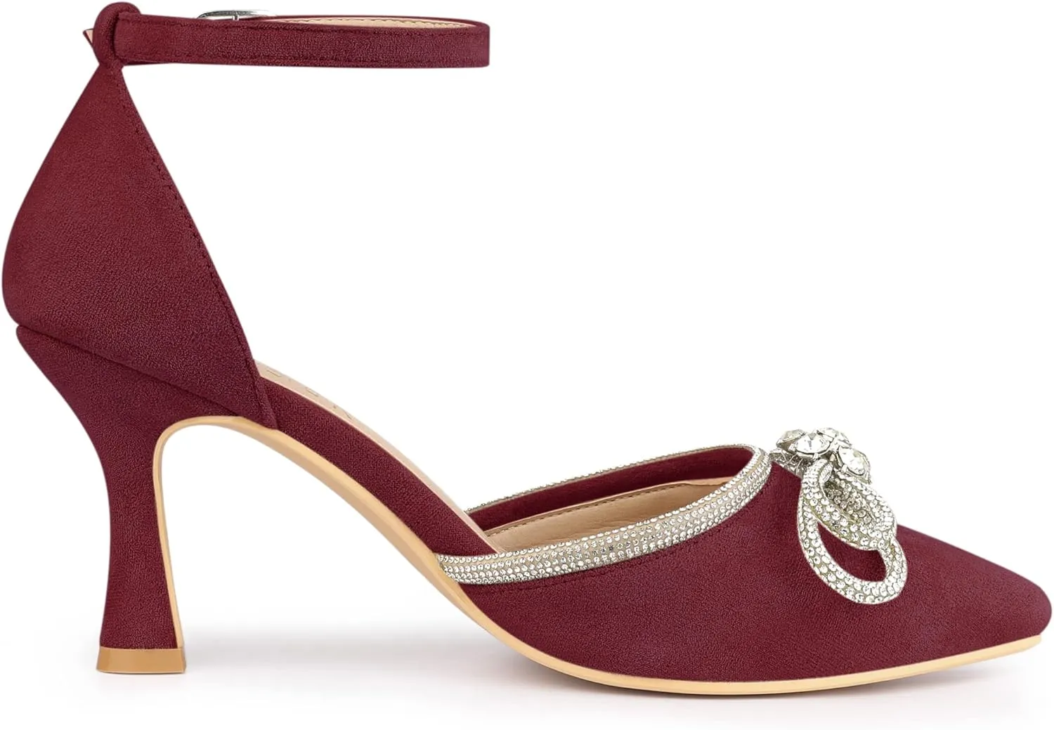Allegra K Women's Rhinestones Bow Ankle Strap Stiletto Heel Sandals Pumps