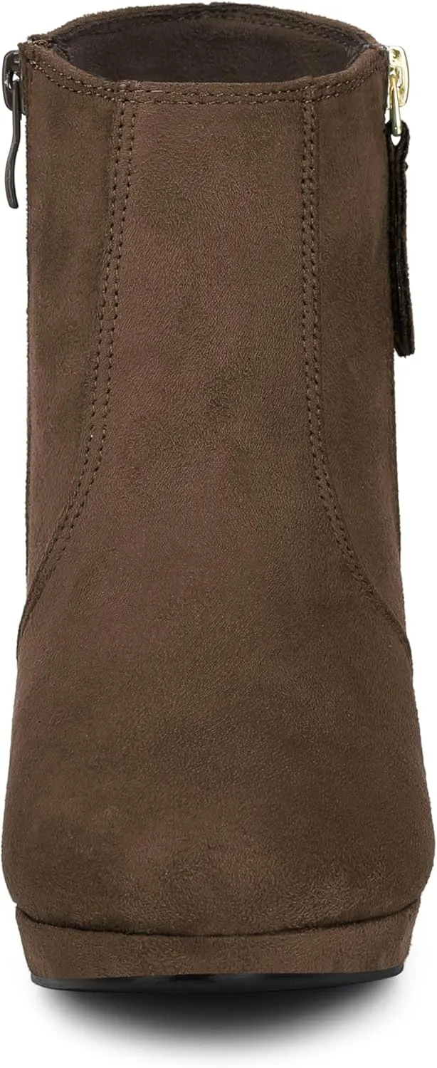 Allegra K Women's Side Zip Low Platform Chunky Heel Ankle Booties