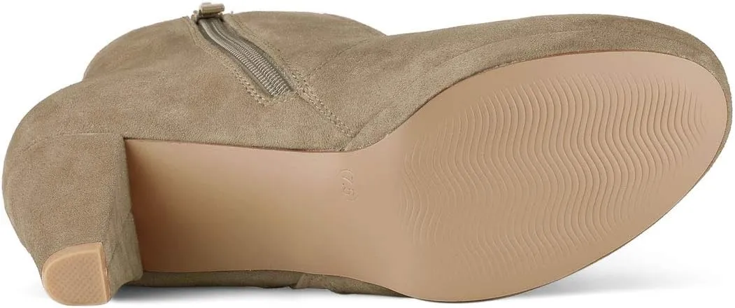 Allegra K Women's Side Zip Low Platform Chunky Heel Ankle Booties