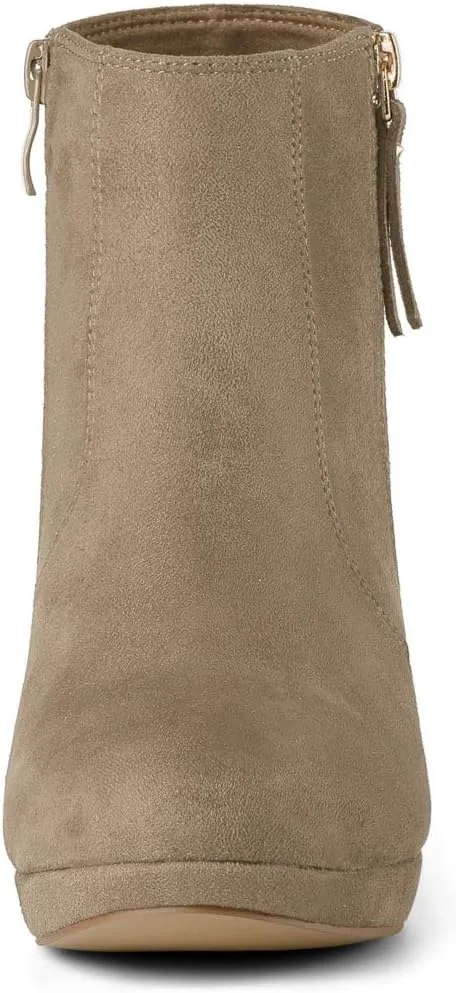 Allegra K Women's Side Zip Low Platform Chunky Heel Ankle Booties
