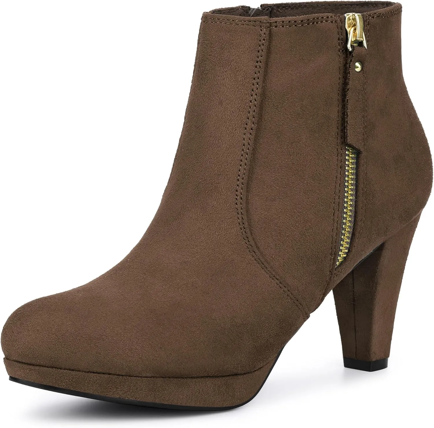 Allegra K Women's Side Zip Low Platform Chunky Heel Ankle Booties
