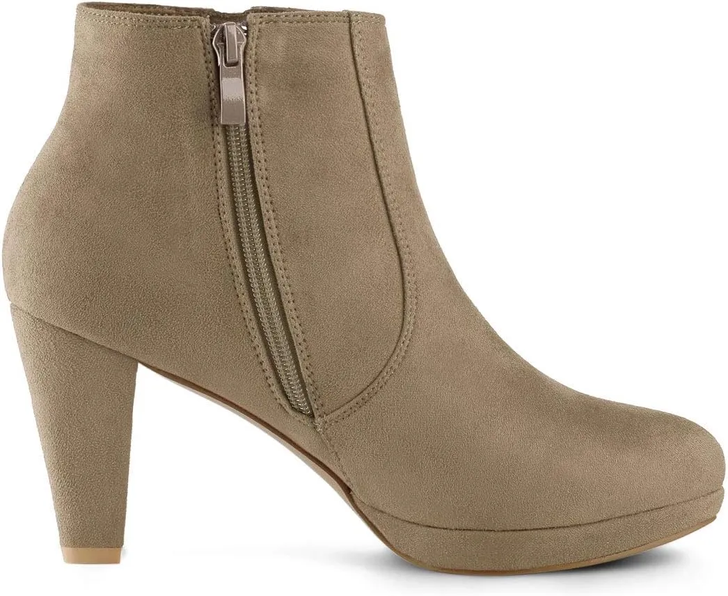 Allegra K Women's Side Zip Low Platform Chunky Heel Ankle Booties