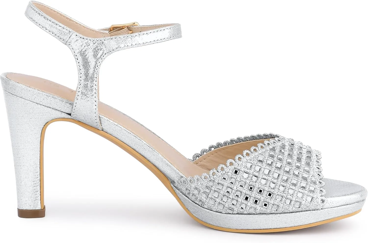 Allegra K Women's Sparkly Rhinestone Heels Slingback Stiletto Heel Sandals