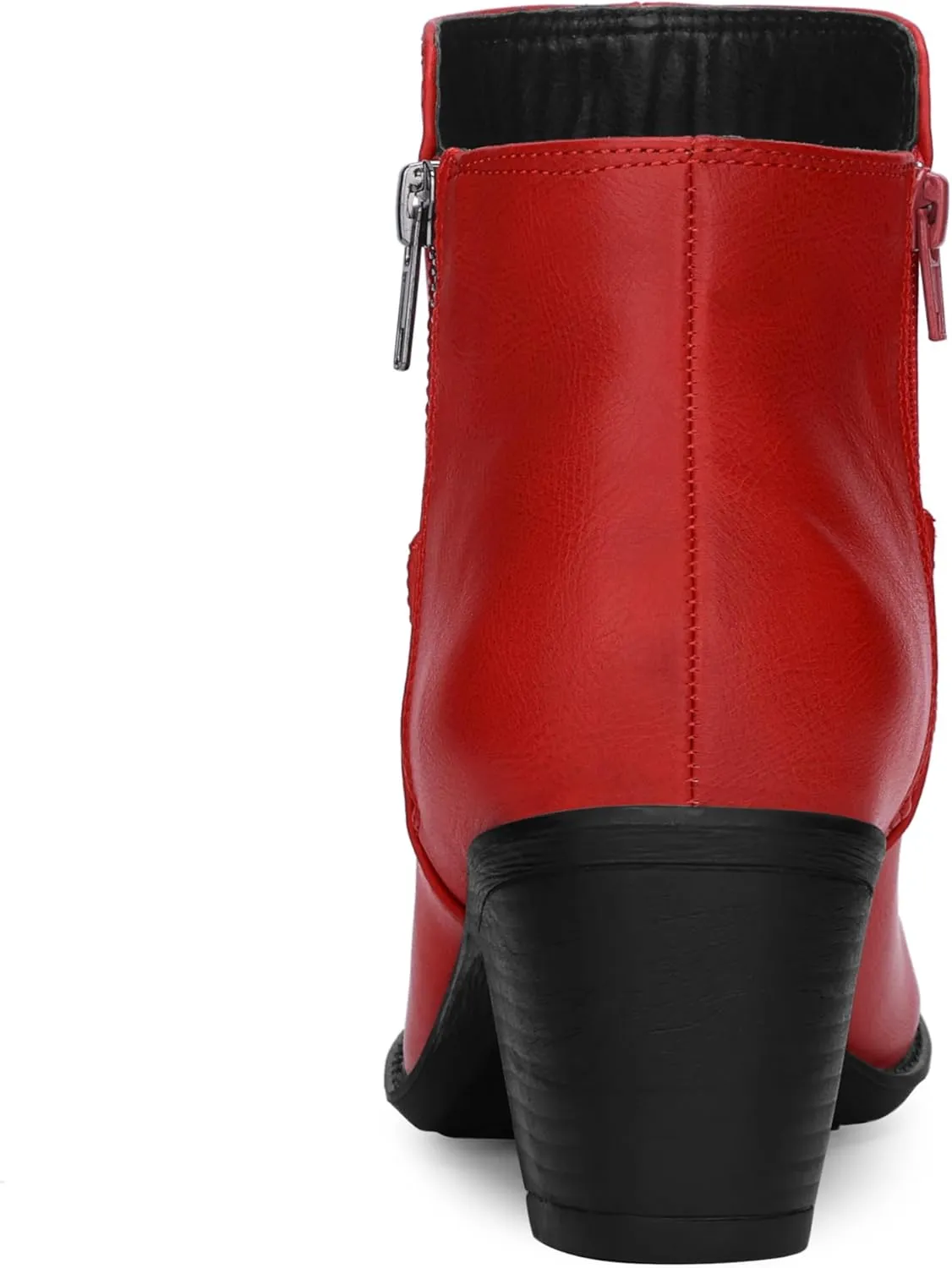 Allegra K Women's's Low Chunky Heel Side Zipper Ankle Booties