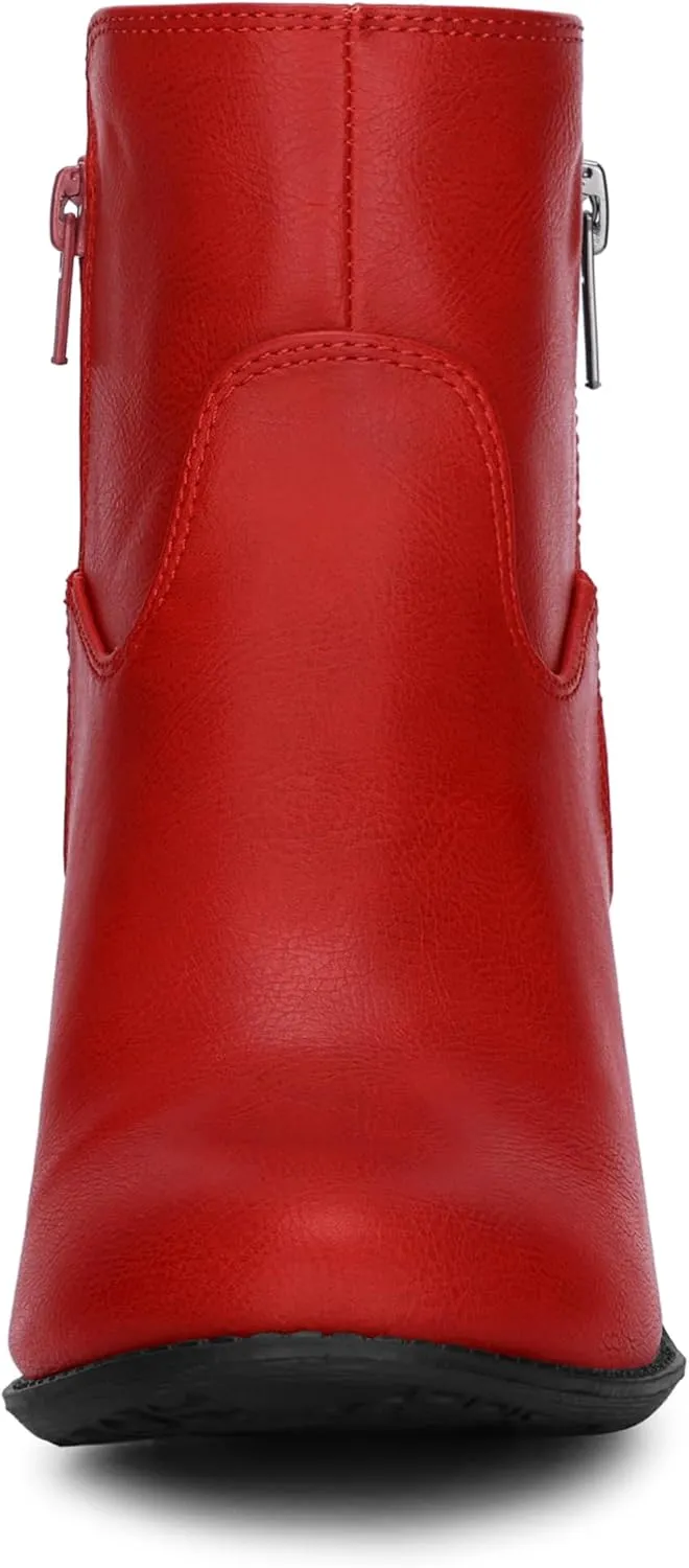 Allegra K Women's's Low Chunky Heel Side Zipper Ankle Booties