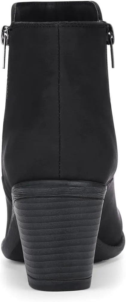 Allegra K Women's's Low Chunky Heel Side Zipper Ankle Booties