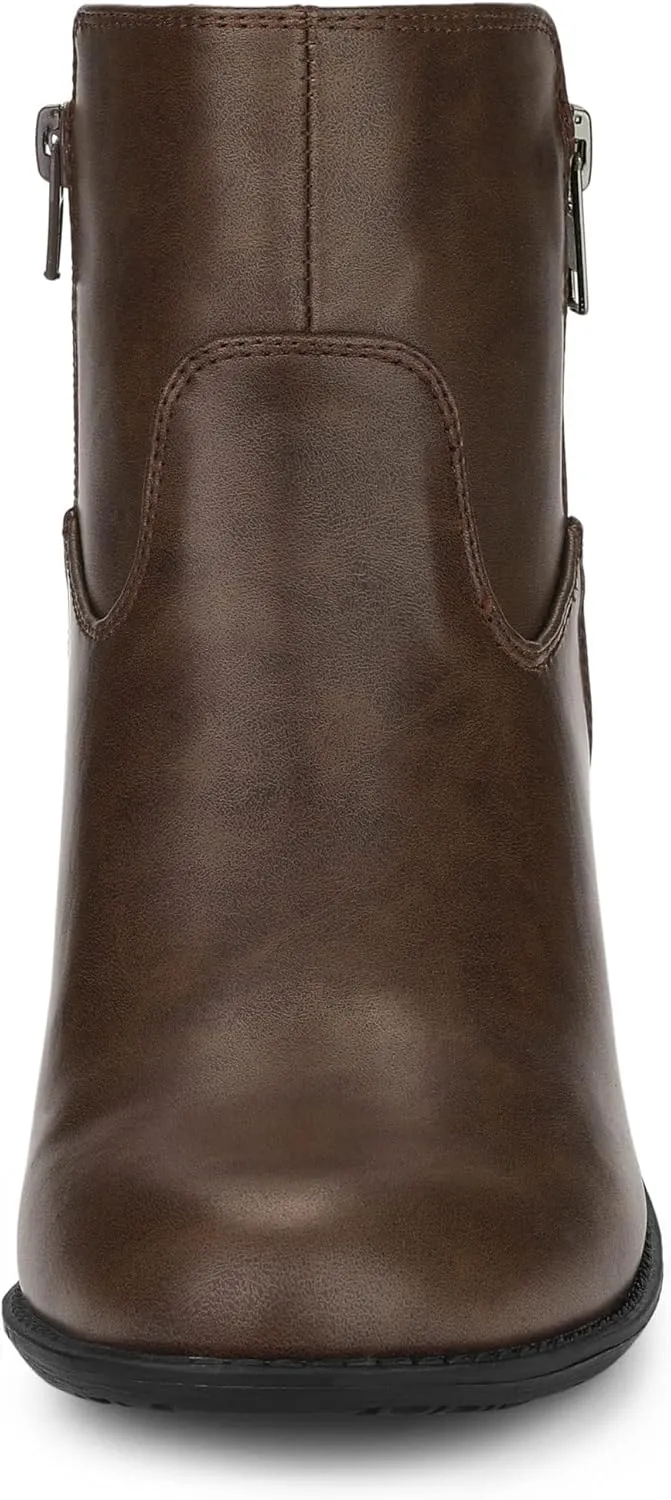 Allegra K Women's's Low Chunky Heel Side Zipper Ankle Booties