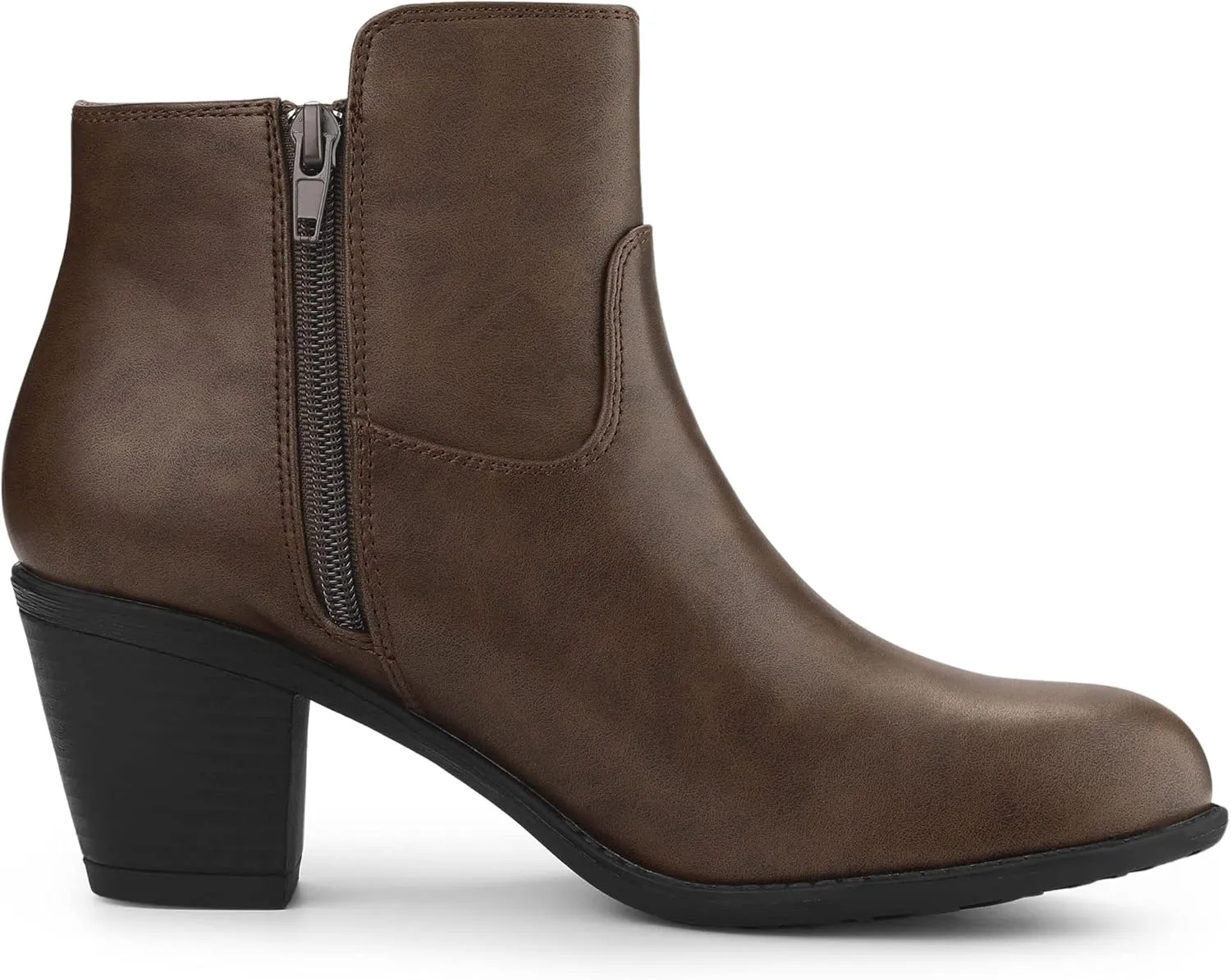 Allegra K Women's's Low Chunky Heel Side Zipper Ankle Booties