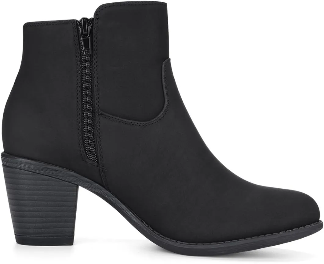 Allegra K Women's's Low Chunky Heel Side Zipper Ankle Booties