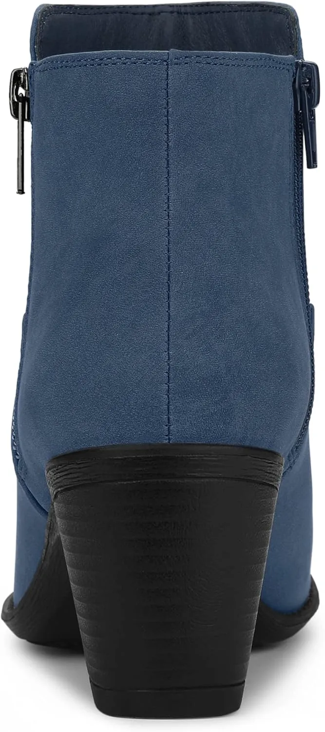 Allegra K Women's's Low Chunky Heel Side Zipper Ankle Booties