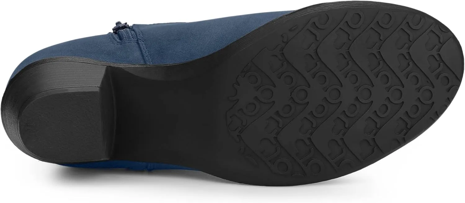 Allegra K Women's's Low Chunky Heel Side Zipper Ankle Booties