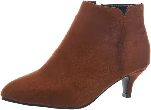 Ankle Boots for Women Low Heel Booties Zipper Brown Ankle Booties Dressy Mid Heel Pointed Toe Booties Snakeskin High Heel Boots