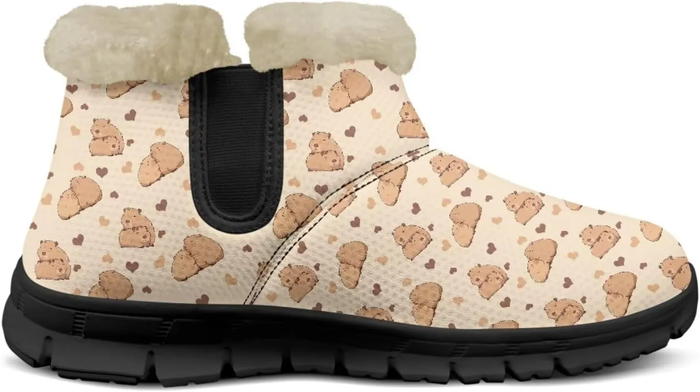 Ankle Boots for Women Waterproof Insulated Warm Fur Lined Snow Boot Winter Outdoor Anti-Slip Lightweight Walking Hiking Booties Shoes
