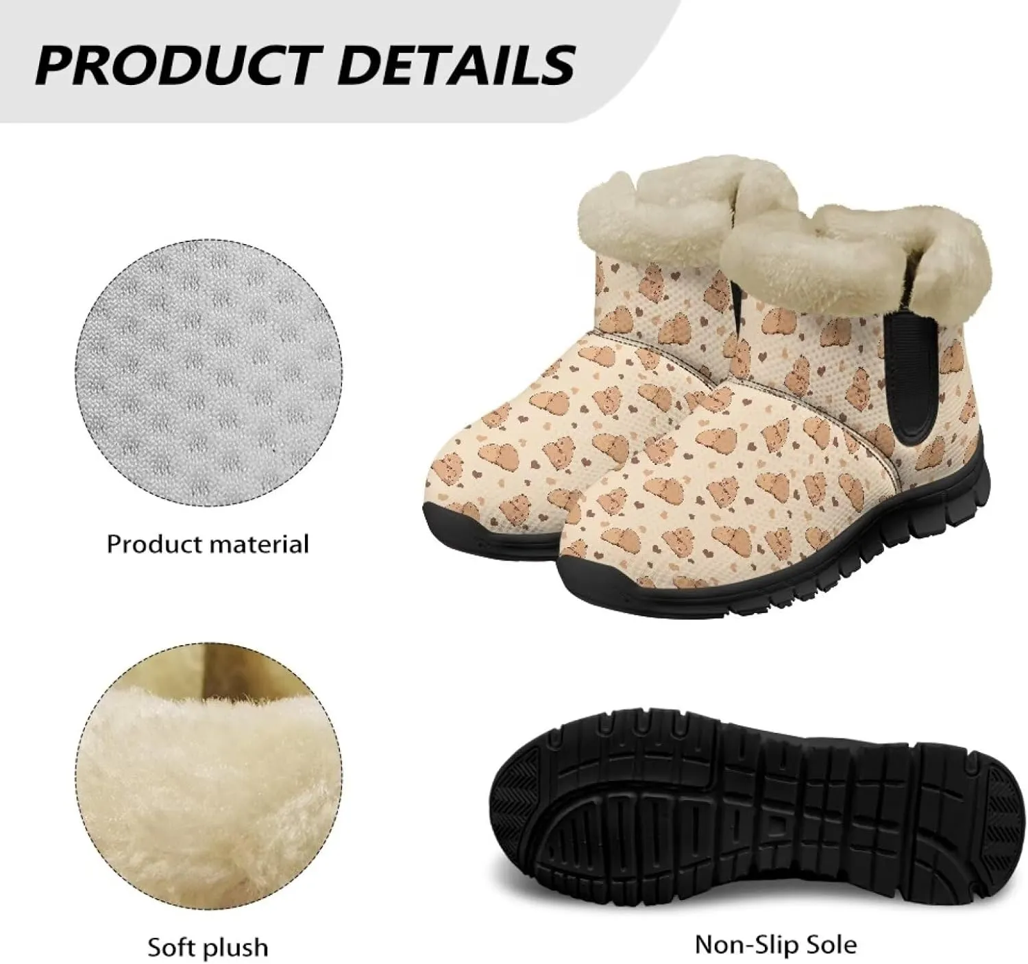 Ankle Boots for Women Waterproof Insulated Warm Fur Lined Snow Boot Winter Outdoor Anti-Slip Lightweight Walking Hiking Booties Shoes