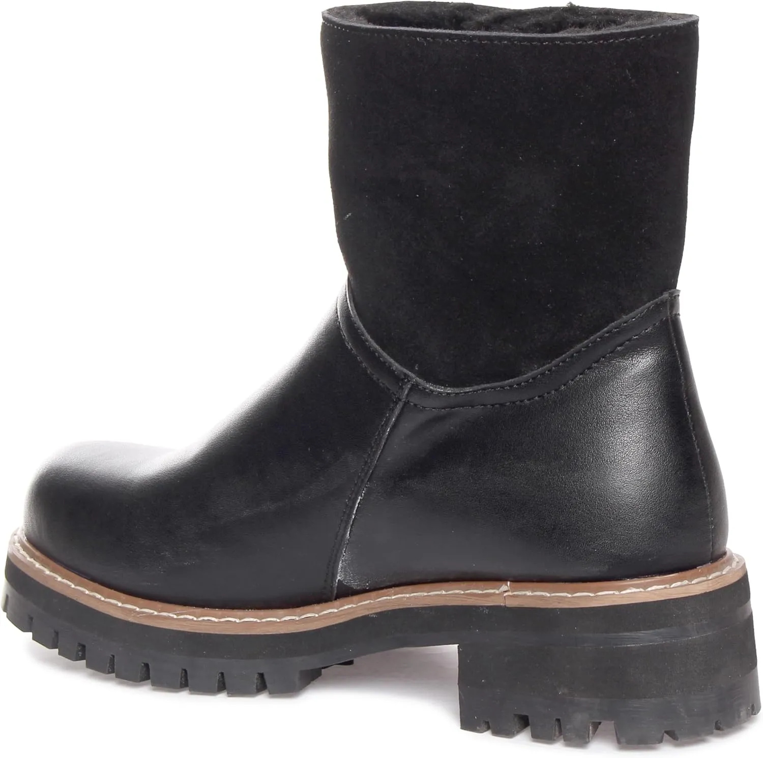 AQUA DIVA Shilo Waterproof Boot Leather Boot for Women Lug Sole Chunky Inside Zipper Warm Boot