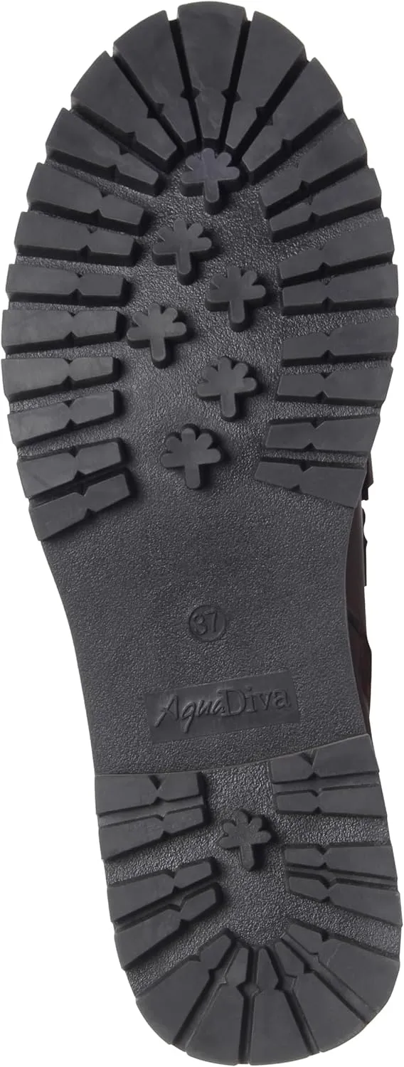 AQUA DIVA Shilo Waterproof Boot Leather Boot for Women Lug Sole Chunky Inside Zipper Warm Boot
