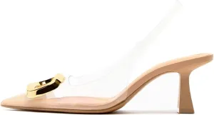 Arqa Women's Slingback Pumps Clear PVC Closed Toe Kitten Heels with Crystal Dressy Stilettos