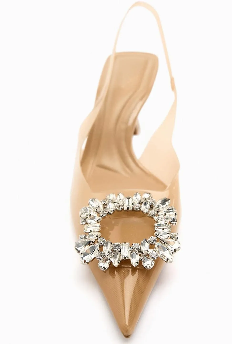 Arqa Women's Slingback Pumps Clear PVC Closed Toe Kitten Heels with Crystal Dressy Stilettos