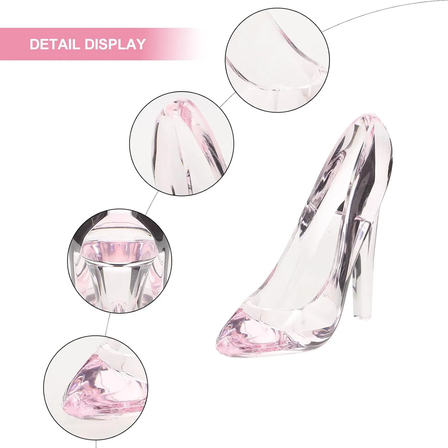ARTIBETTER 2pcs Mini Pink Crystal Shoe Decor, Glass Shoe Decoration, Acrylic High Heel Shoe Decor, High Heel Shoes Decoration, Mini High Heels for Dolls, High Heel Centerpiece for Table