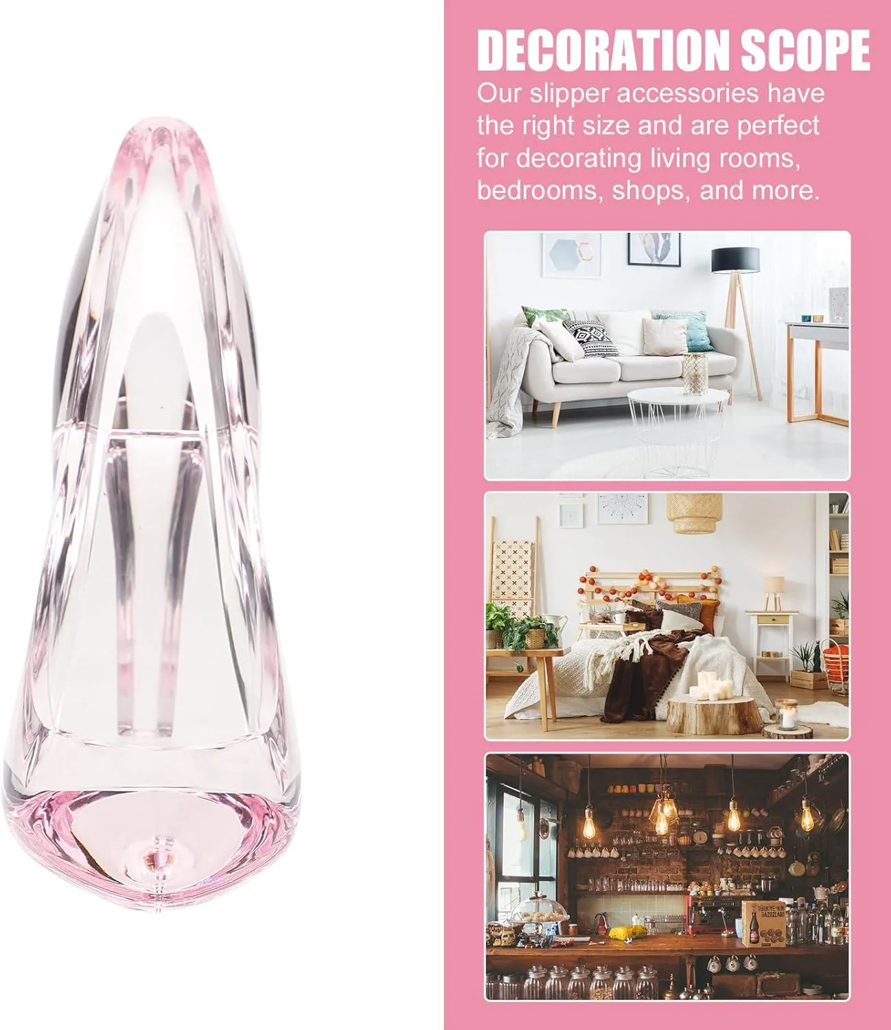ARTIBETTER 2pcs Mini Pink Crystal Shoe Decor, Glass Shoe Decoration, Acrylic High Heel Shoe Decor, High Heel Shoes Decoration, Mini High Heels for Dolls, High Heel Centerpiece for Table