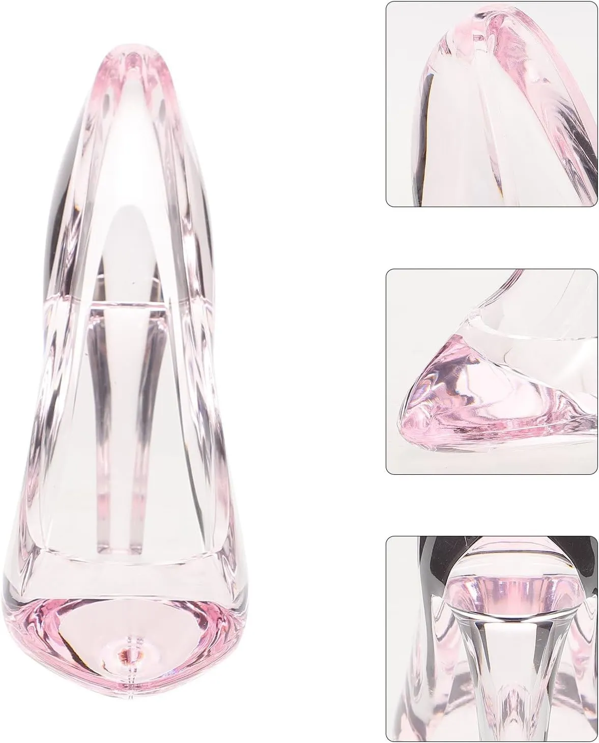 ARTIBETTER 2pcs Mini Pink Crystal Shoe Decor, Glass Shoe Decoration, Acrylic High Heel Shoe Decor, High Heel Shoes Decoration, Mini High Heels for Dolls, High Heel Centerpiece for Table