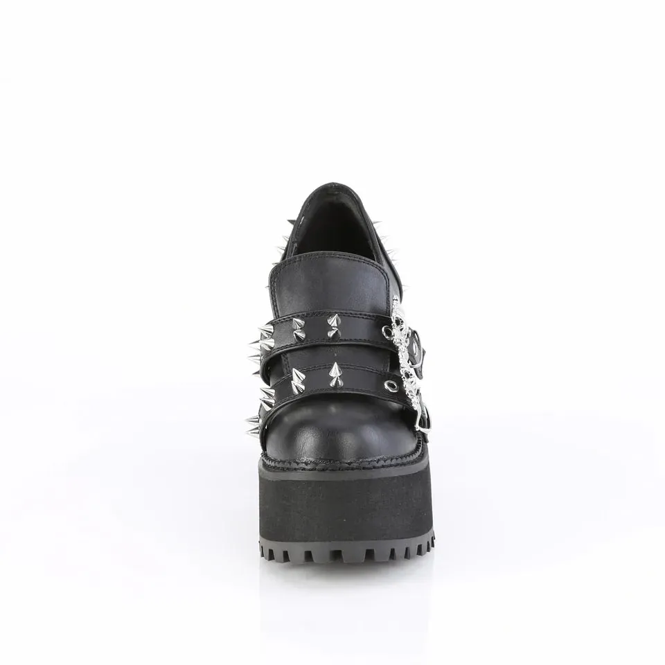 Assault-38 black vegan leather 4 3/4" platform loafer