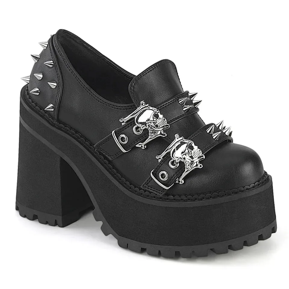 Assault-38 black vegan leather 4 3/4" platform loafer