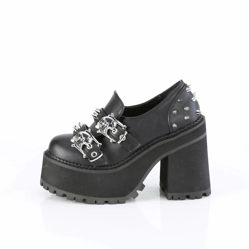Assault-38 black vegan leather 4 3/4" platform loafer