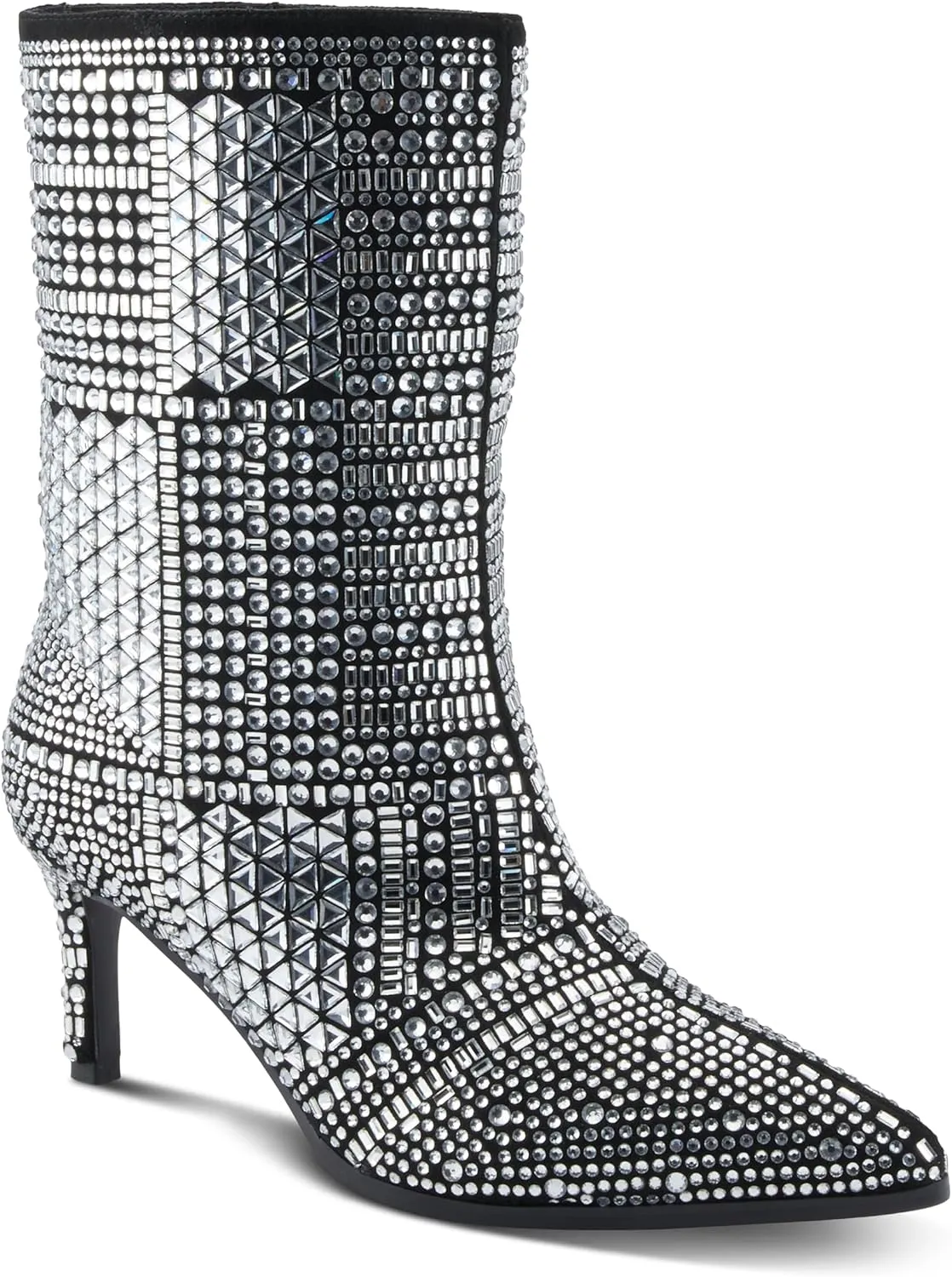 Azura Women's LUCENT Fashion Ankle Booties with Crystal Embellishments, Side Zipper, and Low Heel