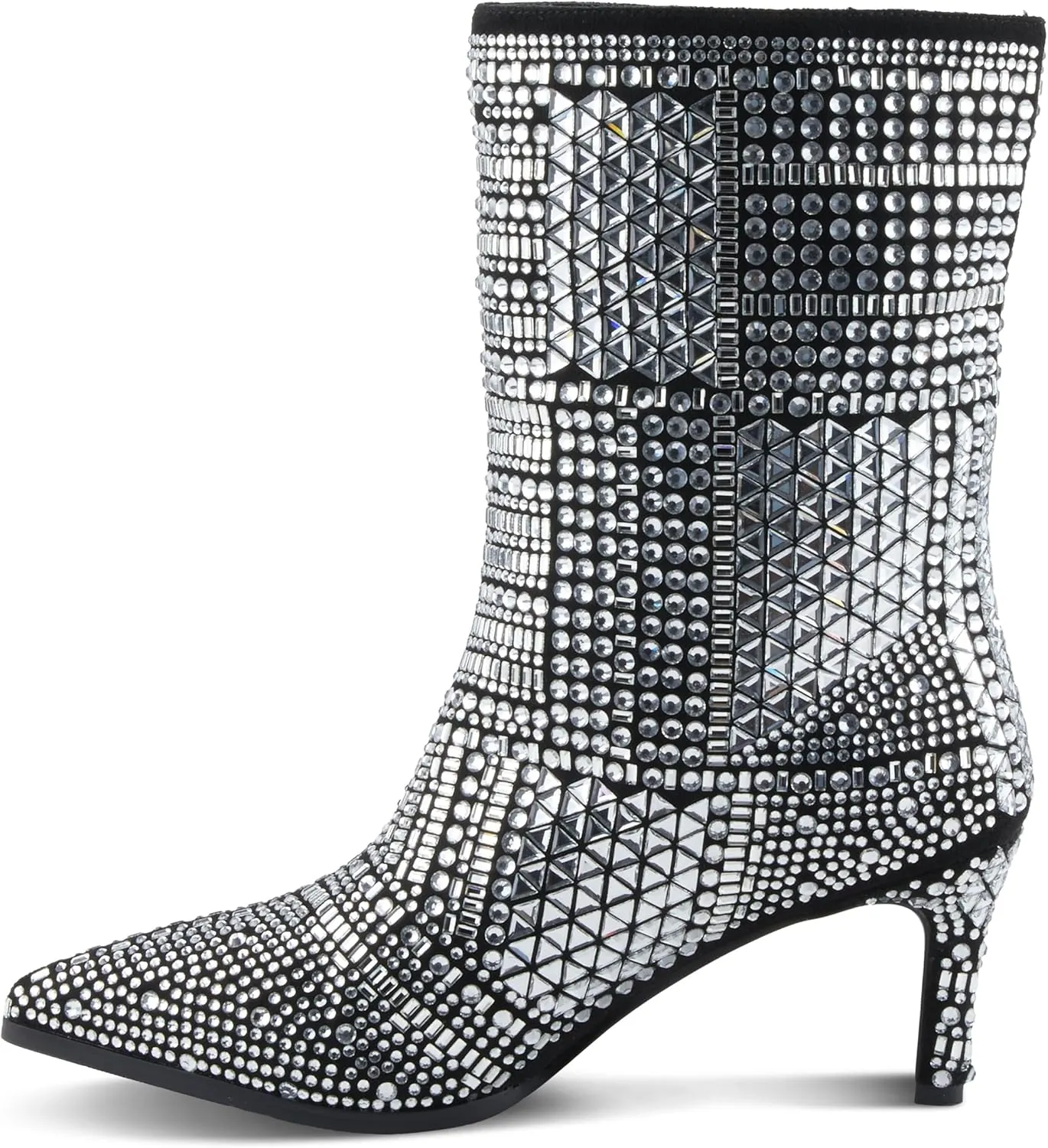 Azura Women's LUCENT Fashion Ankle Booties with Crystal Embellishments, Side Zipper, and Low Heel