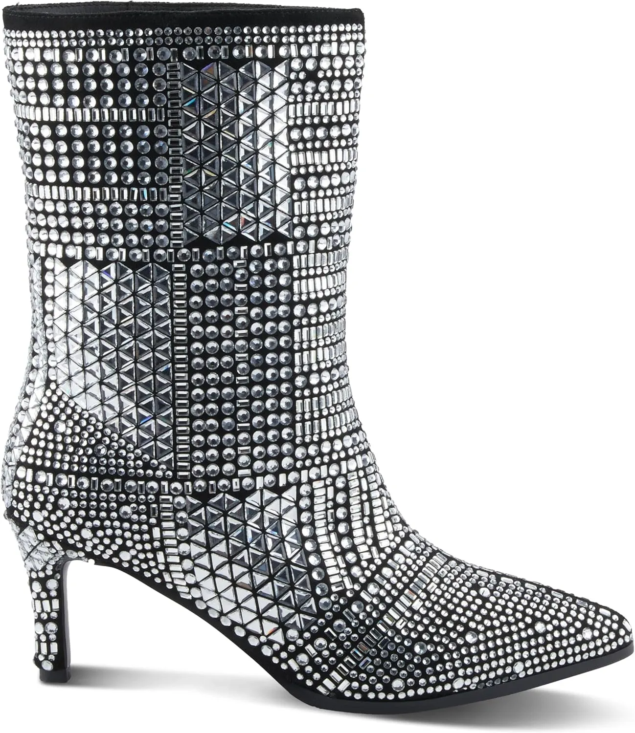 Azura Women's LUCENT Fashion Ankle Booties with Crystal Embellishments, Side Zipper, and Low Heel