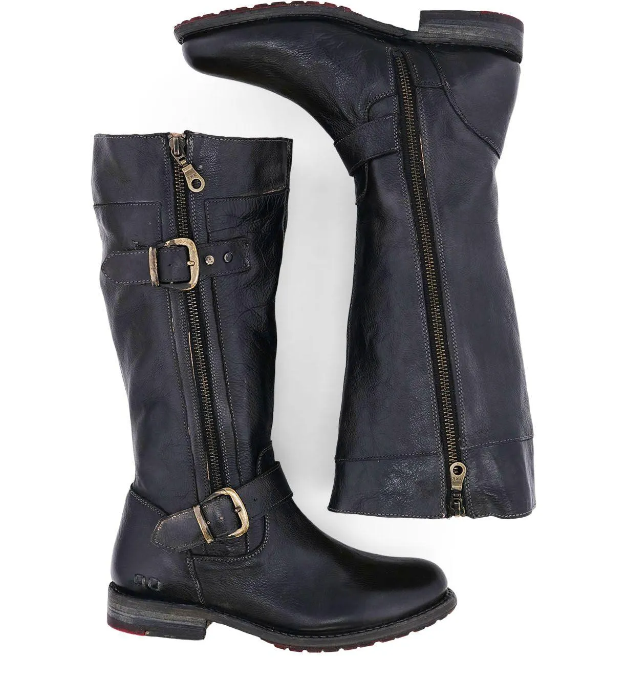 Bed Stu Women's Gogo Lug Black Rustic Leather Wide Calf Fashion Boots F321017-BKRS