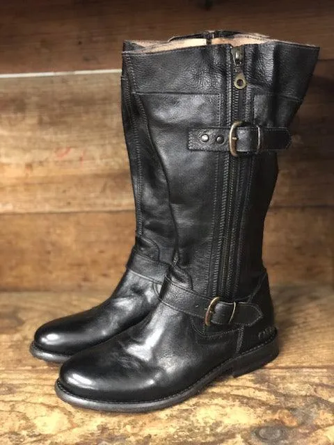Bed Stu Women's Gogo Lug Black Rustic Leather Wide Calf Fashion Boots F321017-BKRS
